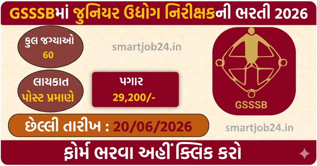 GSSSB Junior Industry Inspector Recruitment 2026 official notification document banner